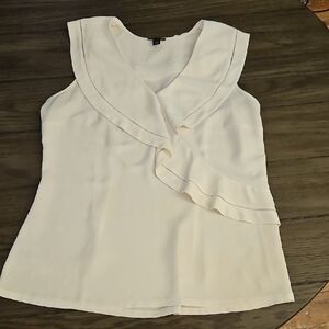 Ann Taylor Ivory Ruffle Detail Blouse